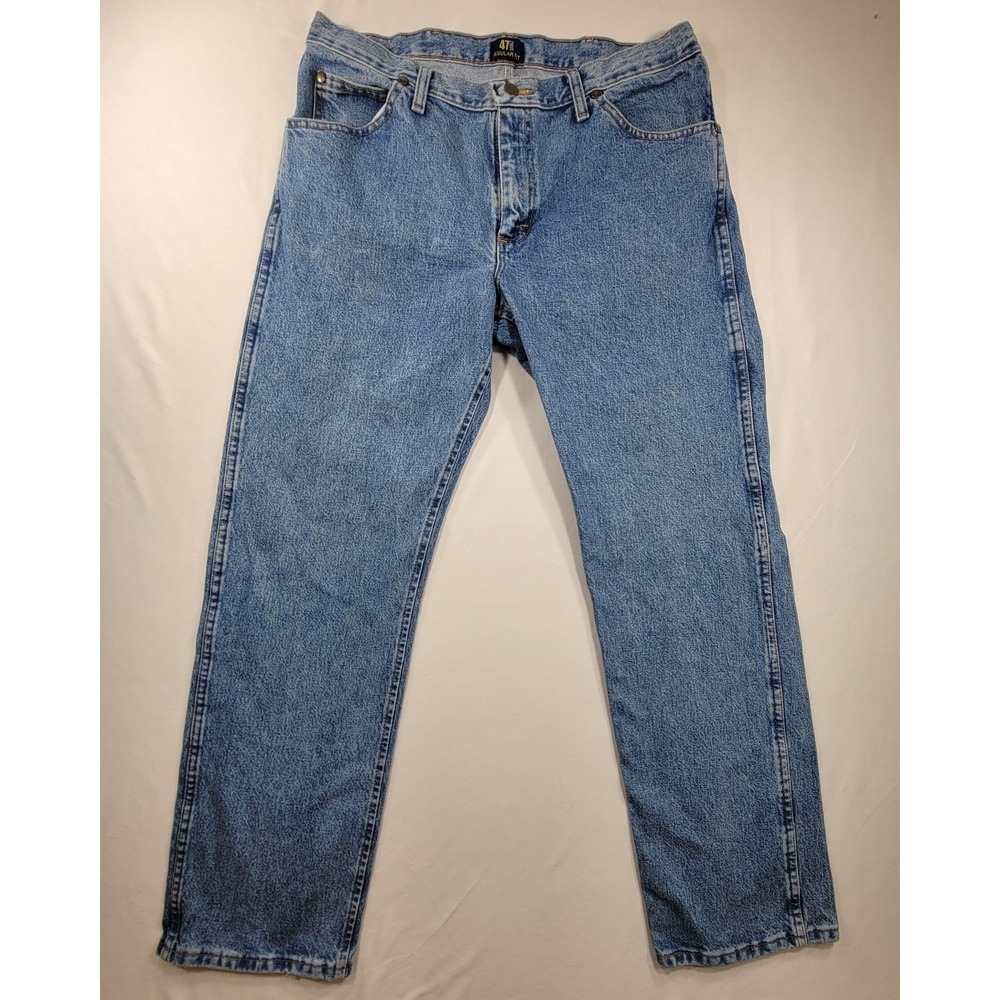 Wrangler Jeans Mens 34x32 Blue Stone Wash Denim Regular Fit Cowboy Cut 5-Pockets